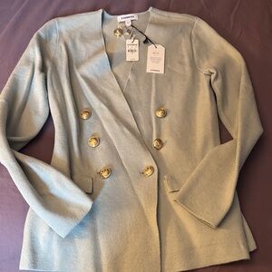 Express Women's Light Green sweater Blazer with Gold Buttons